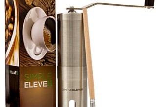 Premium Manual Coffee Grinder ✪ Ceramic Burr ✪ Stainless Steel ✪ Hand Crank Operated ✪ With FREE Brush ✪ From SimpleEleven