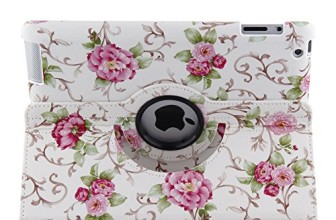 TOPCHANCES Auto Sleep/Wake Function 360 Degree Rotating Smart Case Cover for 9.7 inch Apple iPad 2/3/4 with a Stylus as a Gift- (White Rose)