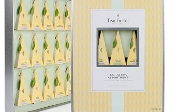 Tea Forte Large Tin Sampler Gift Assortment with 15 Handcrafted Pyramid Tea Infusers – Black Tea, Green Tea, White Tea, Herbal Tea
