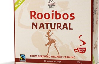 Rooibos Tea Organic FAIR TRADE South African Red Bush Tea Bags, 80 count, Imported Natural Caffeine Free, Sweet Tasting, Antioxidant & Mineral Rich, Healthy Herbal Tea. USDA Certified 100% Organic, Fairtrade, Wupperthal Rooibos (NOT plantation grown).
