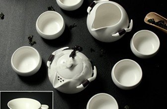 XDOBO Imported Vintage Chinese & Japanese Style Porcelain Handmade Kung Fu Tea Set, Set of 10 (White)