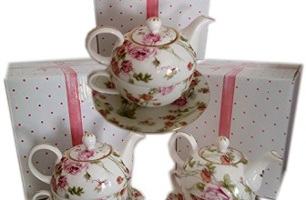 Delton Fine Collectibles Tea For One Floral Patterned Teapots Gift Bundle [3 Piece]