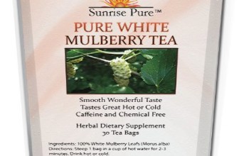 Mulberry Tea – White | Blood Sugar Controller Tea | Great Hot or Cold | White Mulberry Tea (Morus Alba) | Caffeine Free | Great Reviews | Weight Loss Tea | Sunrise Pure Nutrition Guarantee